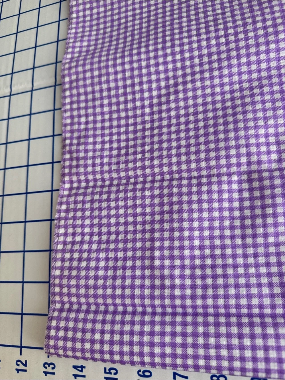 Vintage 1970s Tandem Textile Lavender Gingham Fabric Woven Check 2 Yds x 44
